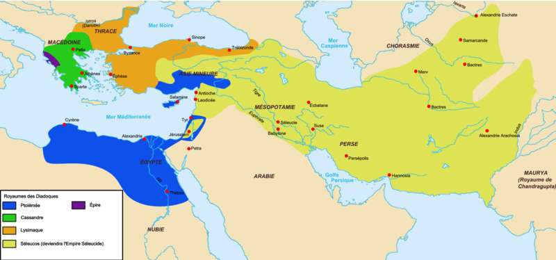 Royaumes des diadoques en 301 avant Jsus-Christ
